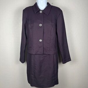 VTG Y2K Alyn Paige Skirt Suit Set Womens 11/12‎ Purple Blazer Career Business